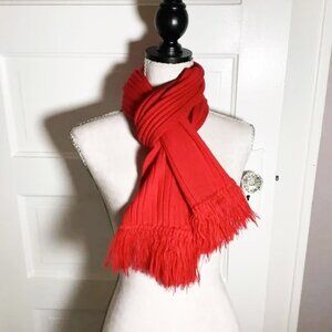 ARIS - 100% Acrylic Ribbed Scarf - Red Fringed NWOT